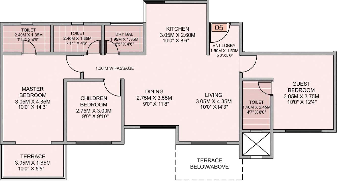 Puraniks Aldea Espanola (3BHK+3T (1,300 sq ft) 1300 sq ft)