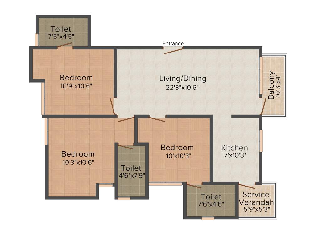 Sekaran Grandium (3BHK+3T (1,150 sq ft) 1150 sq ft)