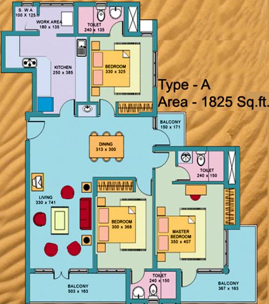 Skyline Baywaters (3BHK+3T (1,825 sq ft) 1825 sq ft)