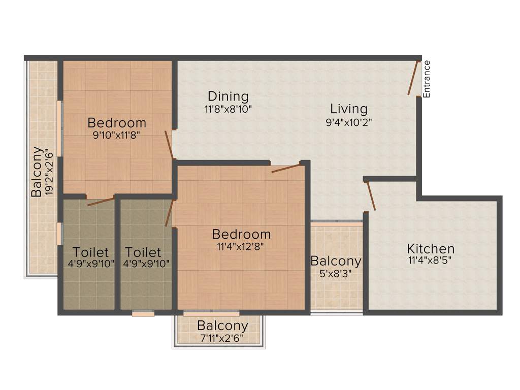 Dream Begonia (2BHK+2T (1,100 sq ft) 1100 sq ft)