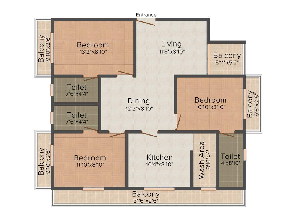 Dream Begonia (3BHK+3T (1,300 sq ft) 1300 sq ft)