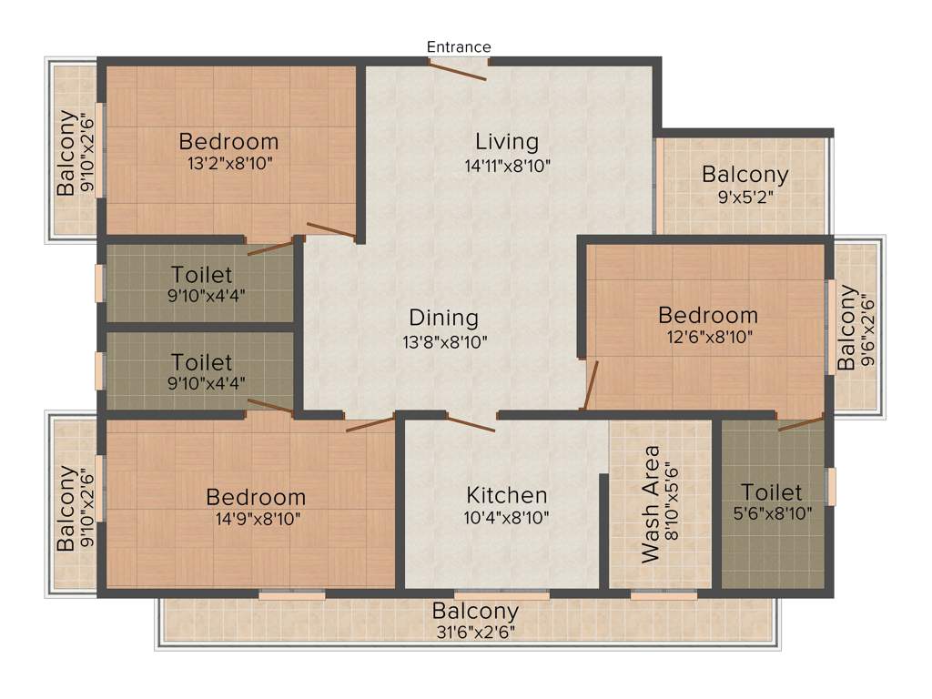 Dream Begonia (3BHK+3T (1,520 sq ft) 1520 sq ft)