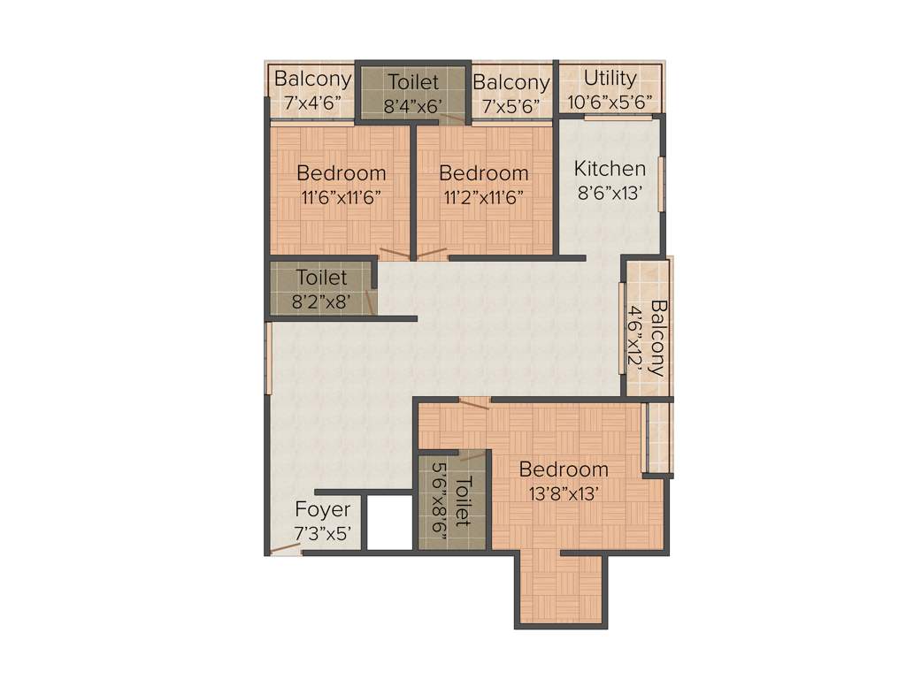 Thiru Bethel Heights (3BHK+3T (1,633 sq ft) 1633 sq ft)