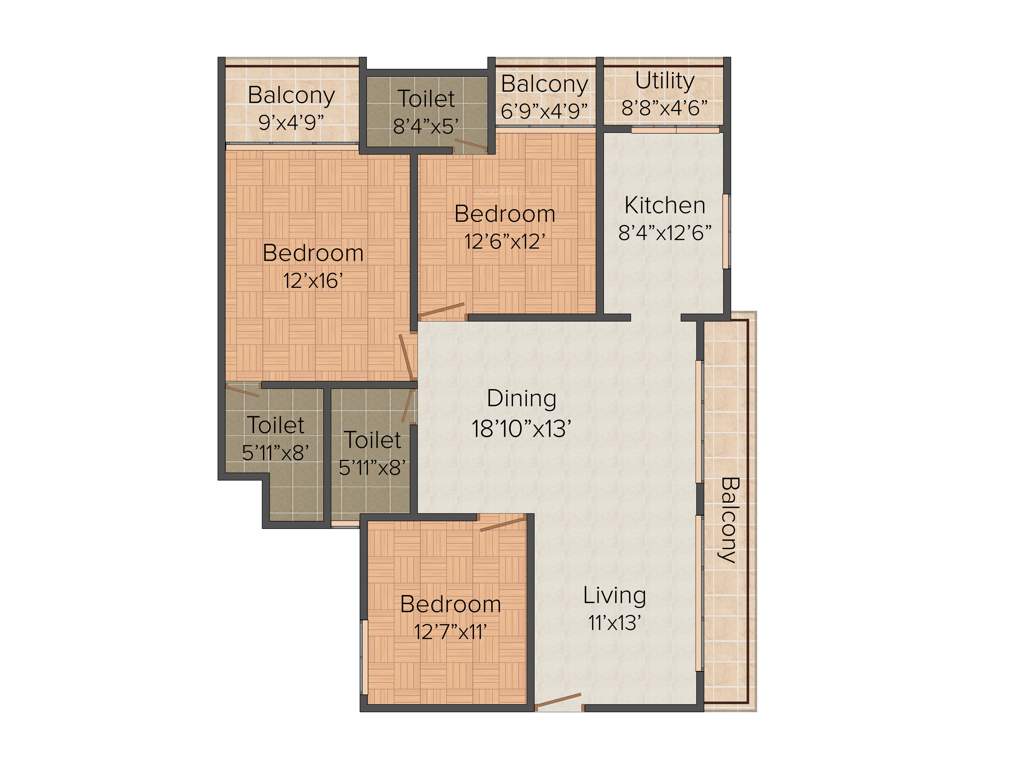 Thiru Bethel Heights (3BHK+3T (1,676 sq ft) 1676 sq ft)