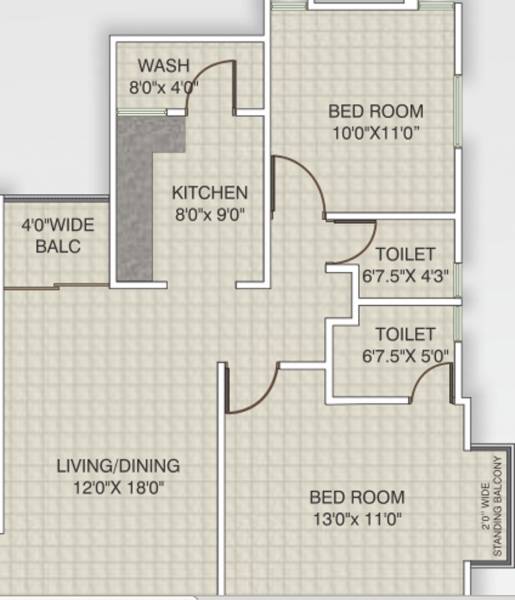 Vaibhav Garnet (2BHK+2T (1,185 sq ft) 1185 sq ft)