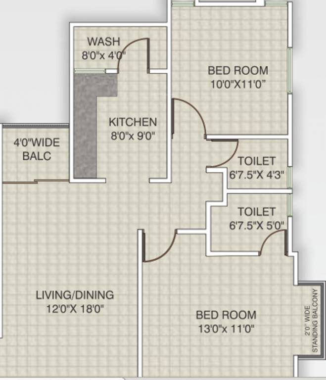 Vaibhav Garnet (2BHK+2T (1,185 sq ft) 1185 sq ft)