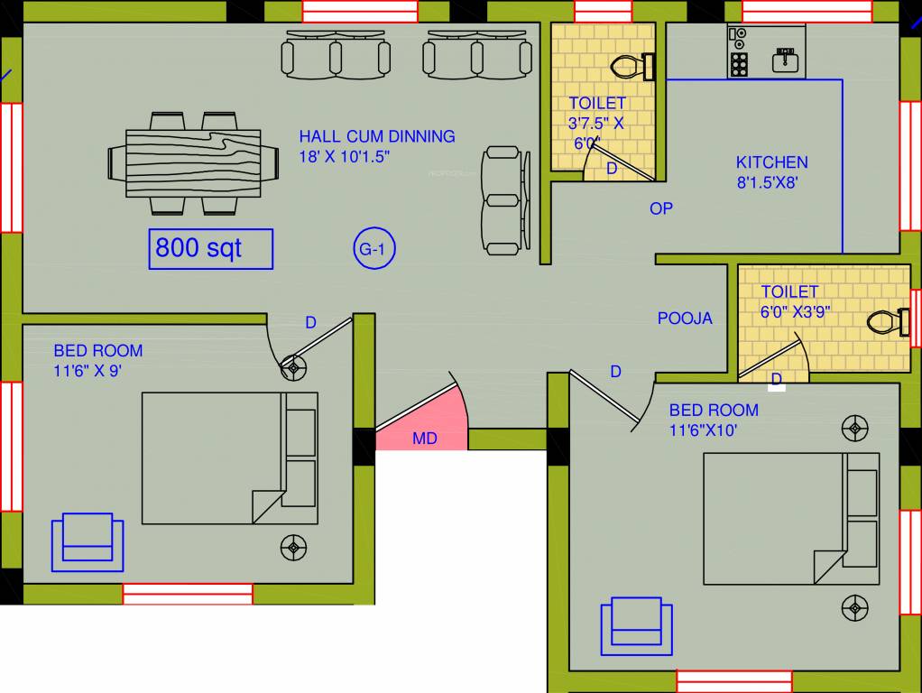 Sekaran Carlton House (2BHK+2T (800 sq ft) 800 sq ft) Sekaran Carlton House (2BHK+2T (800 sq ft) 800 sq ft)