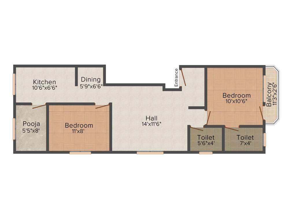 Sekaran Carlton House (2BHK+2T (830 sq ft) + Pooja Room 830 sq ft)