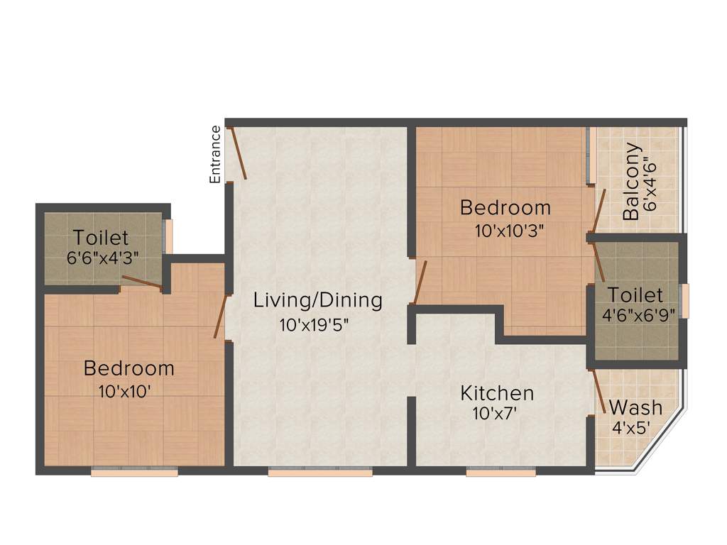 Sekaran Lryica (2BHK+2T (815 sq ft) 815 sq ft)