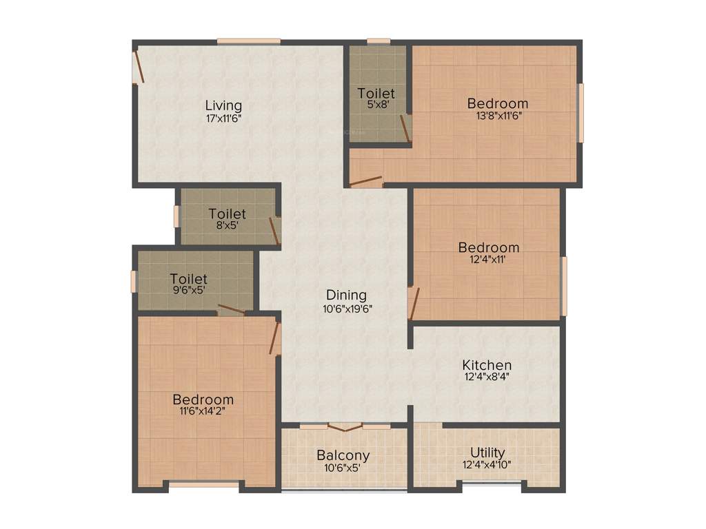 First Lotus Palace (3BHK+3T (1,635 sq ft) 1635 sq ft)