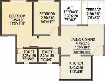 DNV Elvira (2BHK+2T (930 sq ft) 930 sq ft)