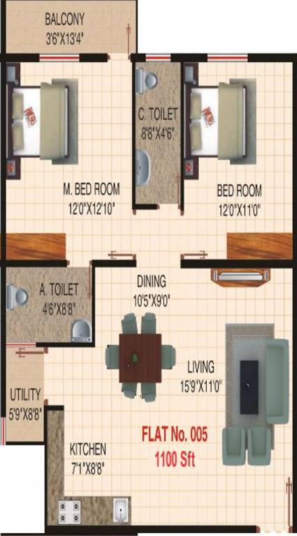 Sreenidhi Sree Pranathi Garden (2BHK+2T (1,100 sq ft) 1100 sq ft) Sreenidhi Sree Pranathi Garden (2BHK+2T (1,100 sq ft) 1100 sq ft)