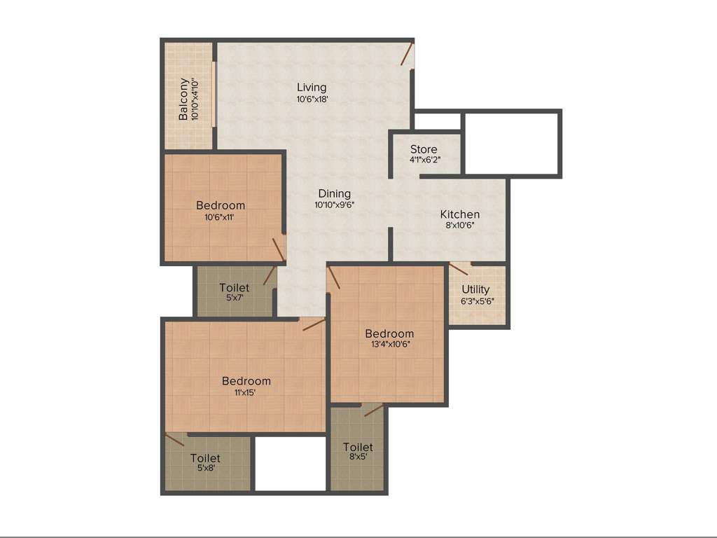 Nishant Ratnaakar Atelier (3BHK+3T (1,773 sq ft) 1773 sq ft)