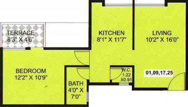 GPK Developers Chintamani Residency Floor Plan (1BHK+1T (660 sq ft) 660 sq ft)