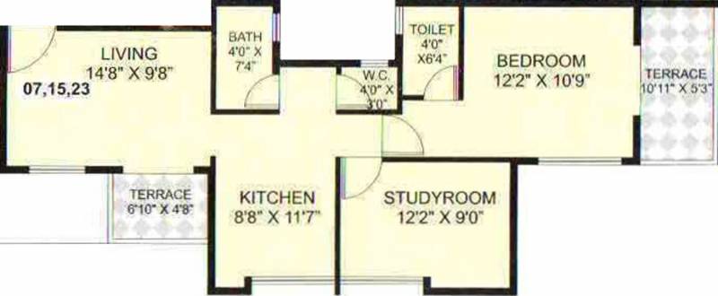 GPK Developers Chintamani Residency Floor Plan (2BHK+2T (901 sq ft) 901 sq ft)