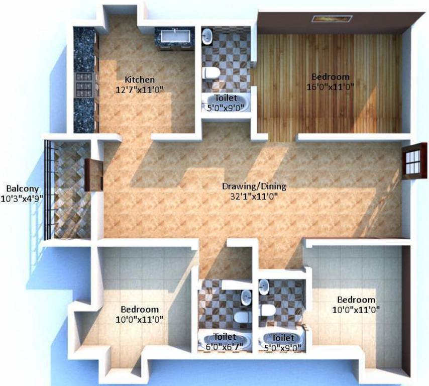 Aravind Sapphire Apartments (3BHK+3T (1,498 sq ft) 1498 sq ft)