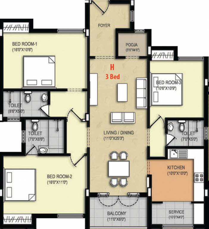 Hari Somu Avarampoo (3BHK+3T (1,770 sq ft) 1770 sq ft)