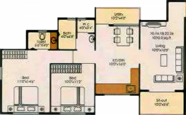 Thakkers Nishighandh Avenue (2BHK+2T (915 sq ft) 915 sq ft)
