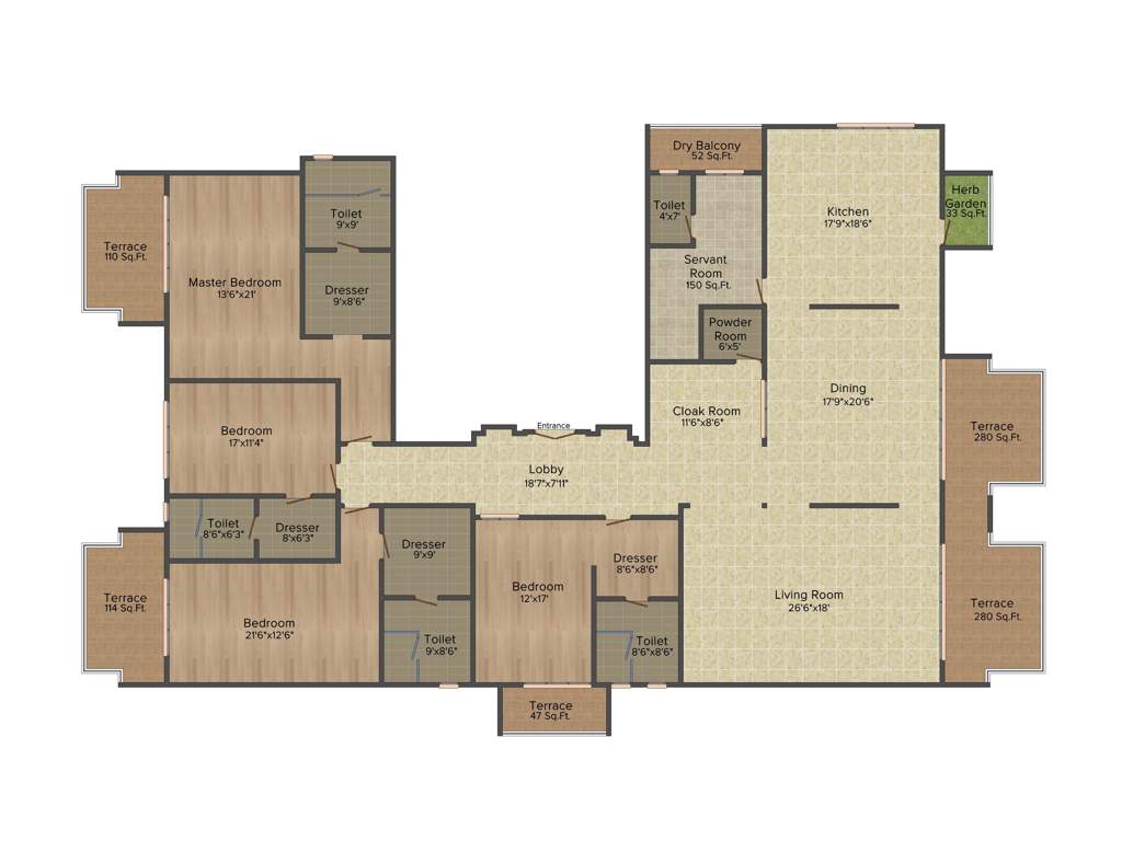 Karia Konark Belvedere (4BHK+4T (5,595 sq ft)   Servant Room 5595 sq ft)