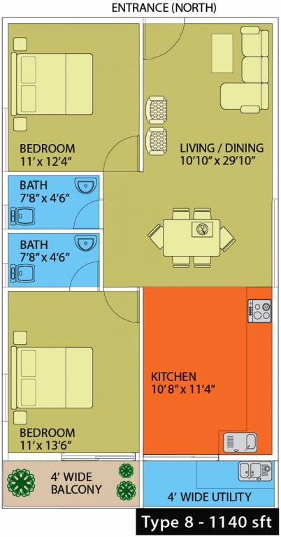 Naksha Hyde Park (2BHK+2T (1,104 sq ft) 1104 sq ft)