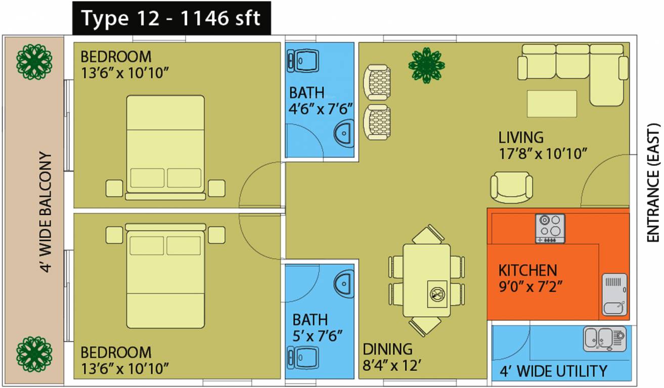 Naksha Hyde Park (2BHK+2T (1,146 sq ft) 1146 sq ft)