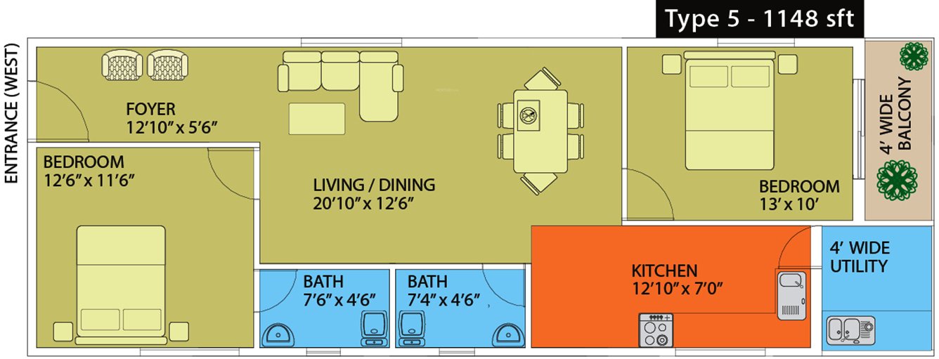 Naksha Hyde Park (2BHK+2T (1,148 sq ft) 1148 sq ft)