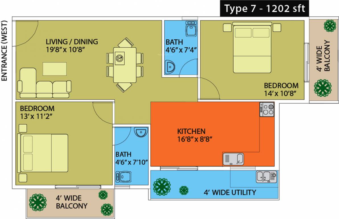 Naksha Hyde Park (2BHK+2T (1,202 sq ft) 1202 sq ft)