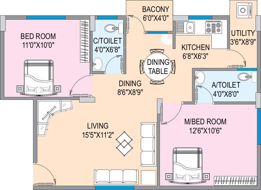 OSNC Nandini Springfield (2BHK+2T (963 sq ft) 963 sq ft)