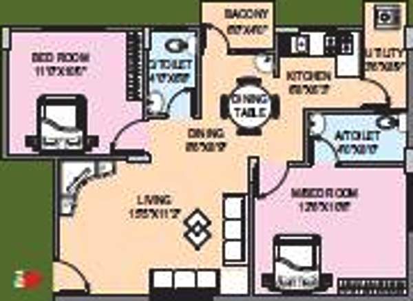 OSNC Nandini Springfield (2BHK+2T (963 sq ft) 963 sq ft)