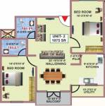 Floor Plan (2BHK+2T (1,075 sq ft)   Pooja Room 1075 sq ft) Fortitude Construction Proxima Floor Plan (2BHK+2T (1,075 sq ft)   Pooja Room 1075 sq ft)