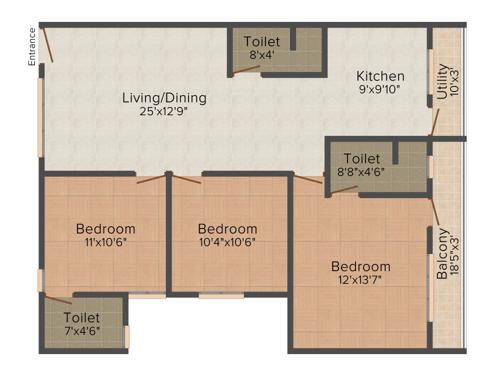 Peace Paradise (3BHK+3T (1,495 sq ft) 1495 sq ft)