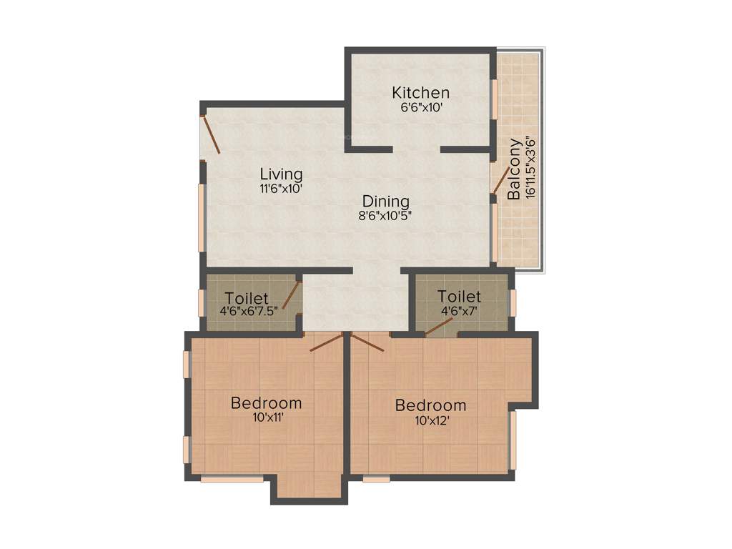 Pearl Gardens (2BHK+2T (989 sq ft) 989 sq ft)