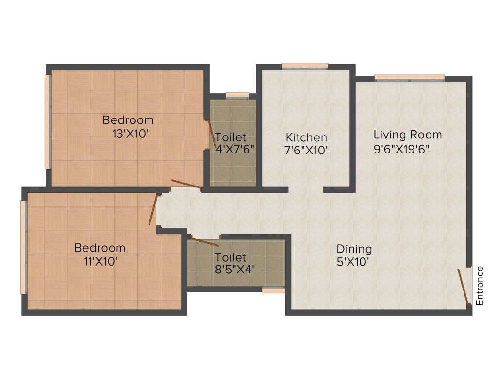Romell Peyton Place (2BHK+2T (1,105 sq ft) 1105 sq ft)