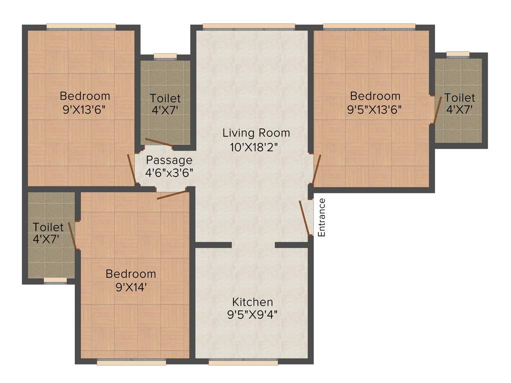 Romell Peyton Place (3BHK+3T (1,245 sq ft) 1245 sq ft)
