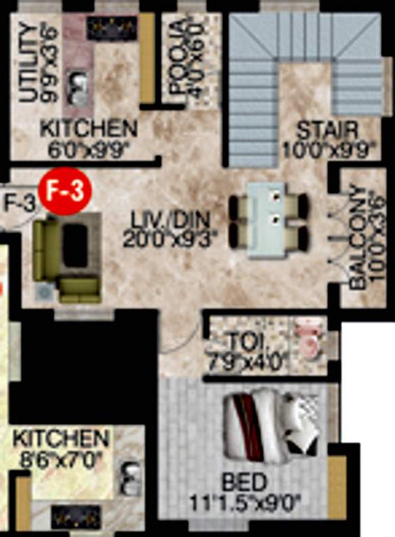 SRM Rosalia (3BHK+4T (1,687 sq ft)   Pooja Room 1687 sq ft)