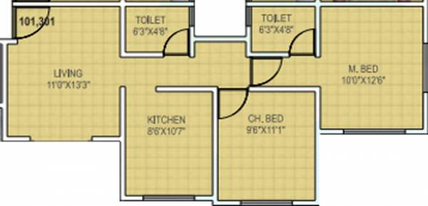 Geet Govind Muktai Aangan Phase II (2BHK+2T (871 sq ft) 871 sq ft)