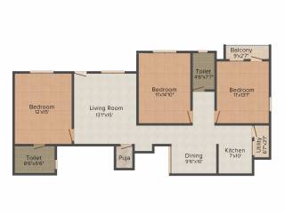 Vaibhav Serene (3BHK+2T (1,307 sq ft) + Pooja Room 1307 sq ft) Vaibhav Serene (3BHK+2T (1,307 sq ft) + Pooja Room 1307 sq ft)