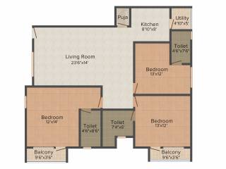 Vaibhav Serene (3BHK+3T (1,392 sq ft) + Pooja Room 1392 sq ft) Vaibhav Serene (3BHK+3T (1,392 sq ft) + Pooja Room 1392 sq ft)