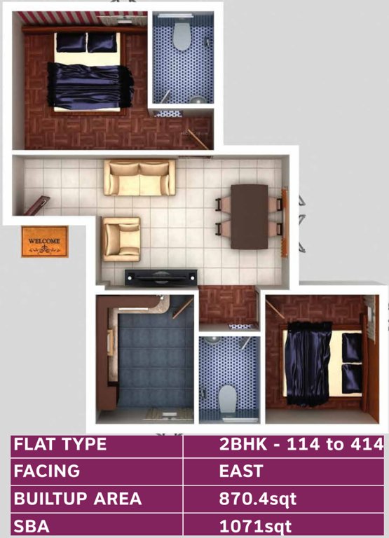 Rathinam Eden Palette (2BHK+2T (1,071 sq ft) 1071 sq ft)