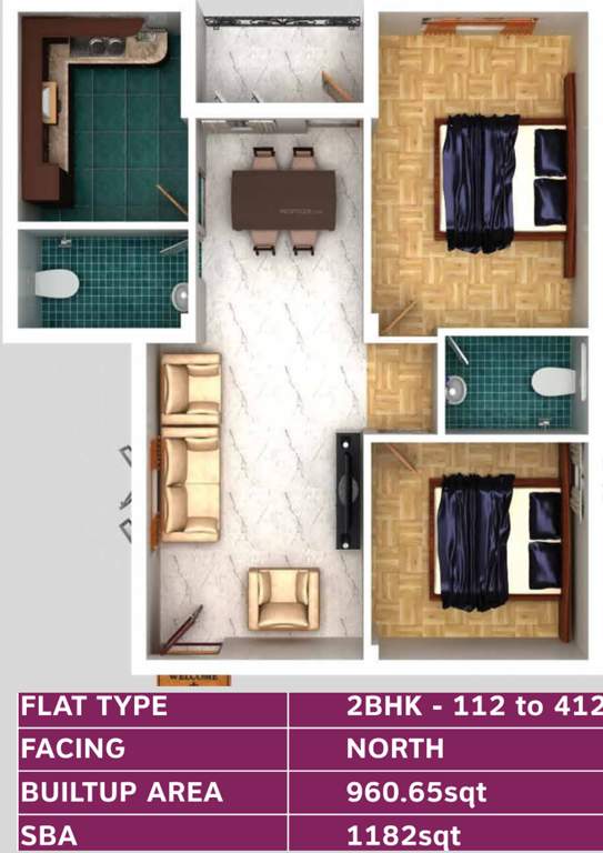 Rathinam Eden Palette (2BHK+2T (1,182 sq ft) 1182 sq ft)