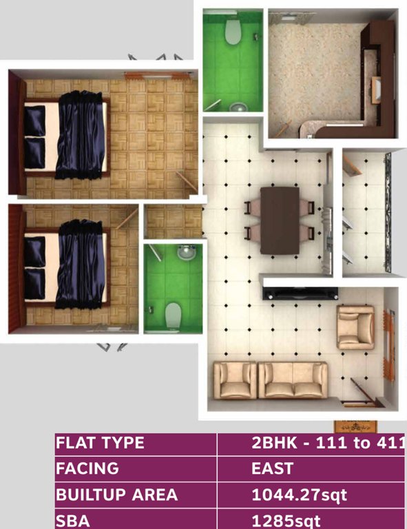 Rathinam Eden Palette (2BHK+2T (1,285 sq ft) 1285 sq ft)