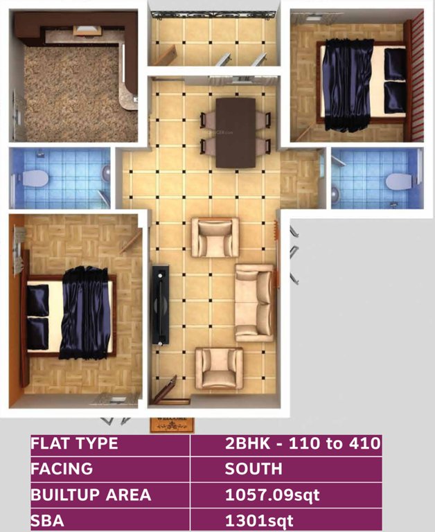 Rathinam Eden Palette (2BHK+2T (1,301 sq ft) 1301 sq ft)