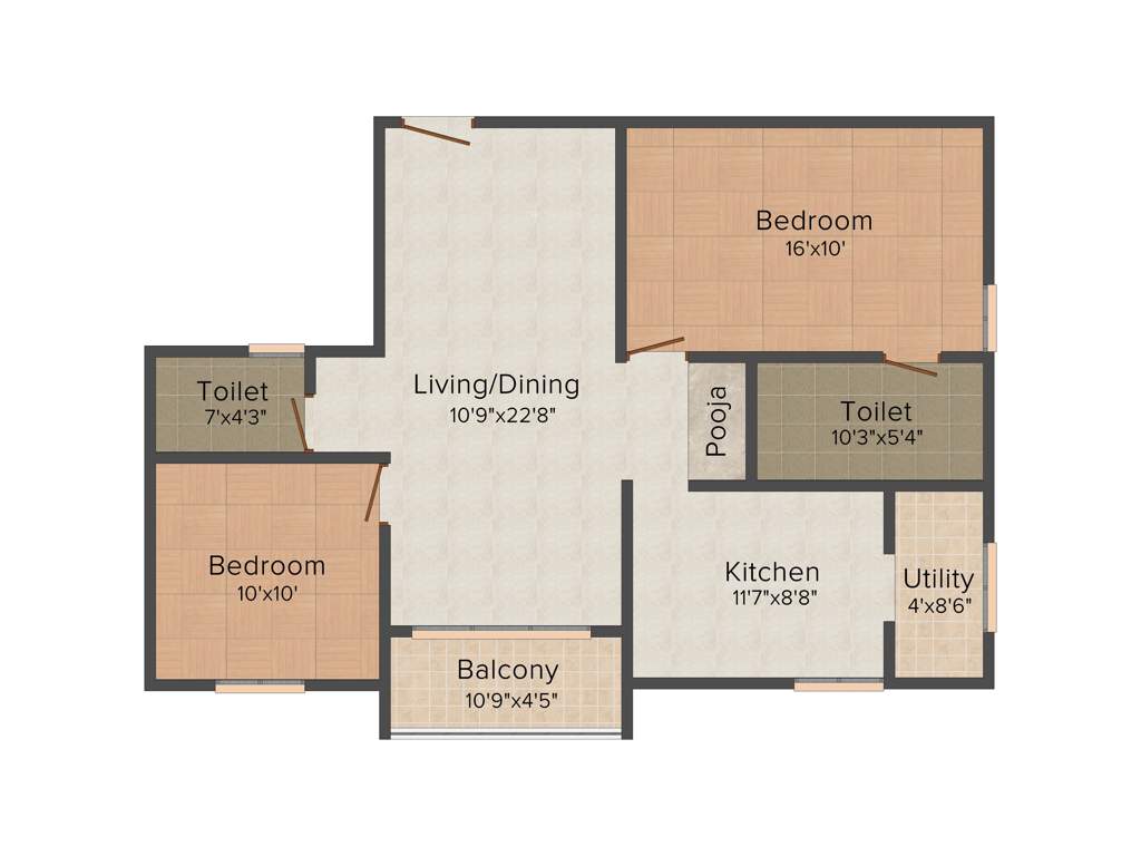 Global Bella Casa (2BHK+2T (1,201 sq ft) + Pooja Room 1201 sq ft)