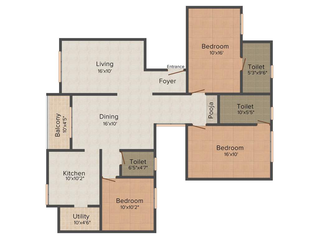 Global Bella Casa (3BHK+3T (1,781 sq ft) + Pooja Room 1781 sq ft)