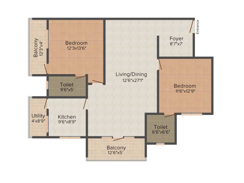 Arima The Summit (2BHK+2T (1,465 sq ft) 1465 sq ft)