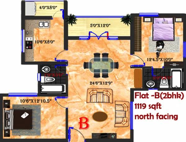 Mayflower Palm Grove (2BHK+2T (1,119 sq ft) 1119 sq ft)