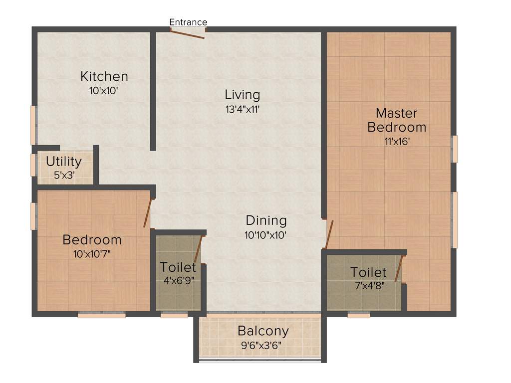 Aanjana Ruthira Residency (2BHK+2T (1,034 sq ft) 1034 sq ft)