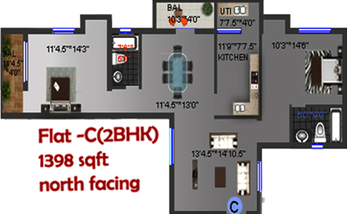 Mayflower Palm Grove (2BHK+2T (1,398 sq ft) 1398 sq ft) Mayflower Palm Grove (2BHK+2T (1,398 sq ft) 1398 sq ft)