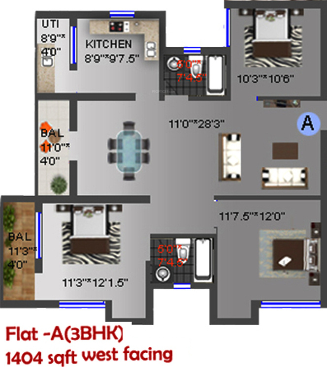Mayflower Palm Grove (3BHK+2T (1,404 sq ft) 1404 sq ft) Mayflower Palm Grove (3BHK+2T (1,404 sq ft) 1404 sq ft)