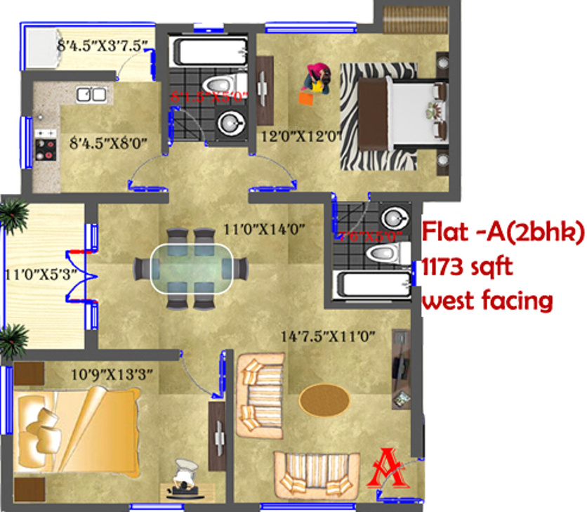 Mayflower Palm Grove (2BHK+2T (1,173 sq ft) 1173 sq ft) Mayflower Palm Grove (2BHK+2T (1,173 sq ft) 1173 sq ft)